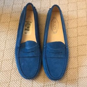 NWT Gorgeous Blue suede Tod’s loafers